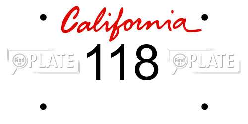 118 California License Plate