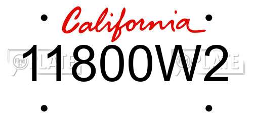 11800W2 California License Plate