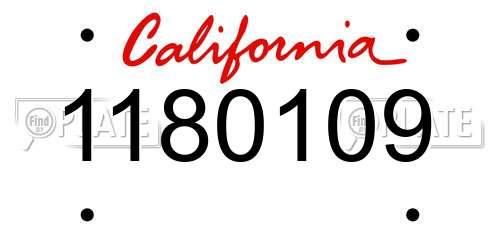 1180109 California License Plate