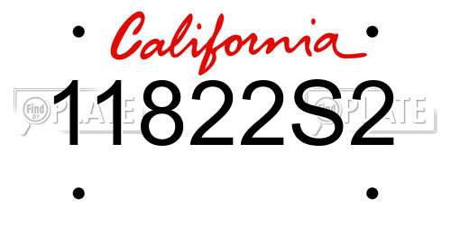 11822S2 California License Plate