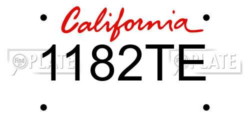 1182TE California License Plate
