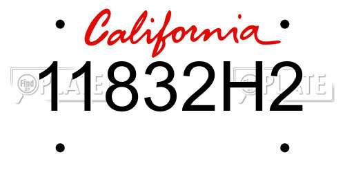 11832H2 California License Plate