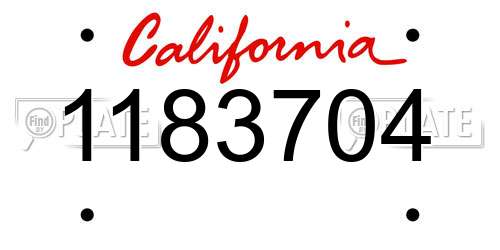 1183704 California License Plate