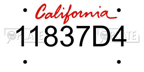 11837D4 California License Plate