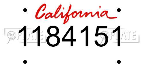 1184151 California License Plate
