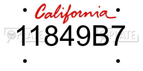11849B7 California License Plate
