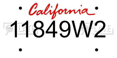 11849W2 California License Plate