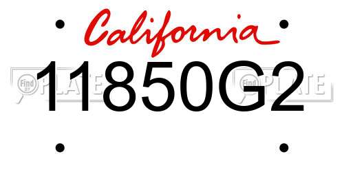 11850G2 California License Plate