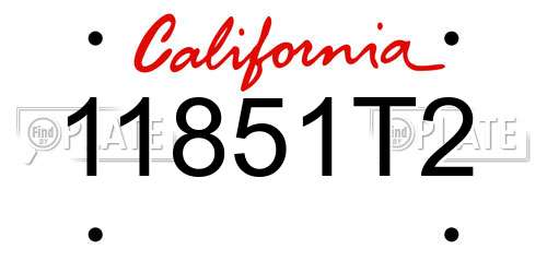 11851T2 California License Plate