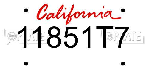 11851T7 California License Plate