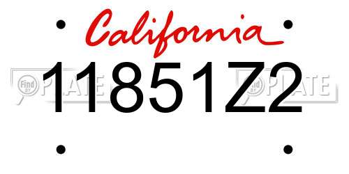 11851Z2 California License Plate