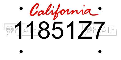 11851Z7 California License Plate