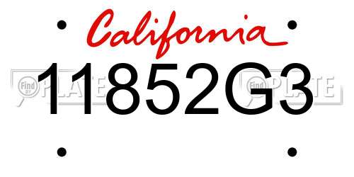11852G3 California License Plate