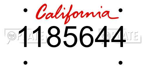 1185644 California License Plate