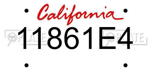 11861E4 California License Plate