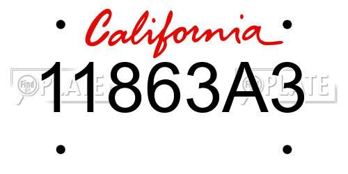 11863A3 California License Plate