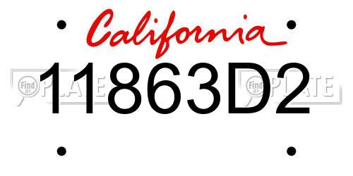 11863D2 California License Plate
