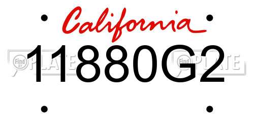 11880G2 California License Plate