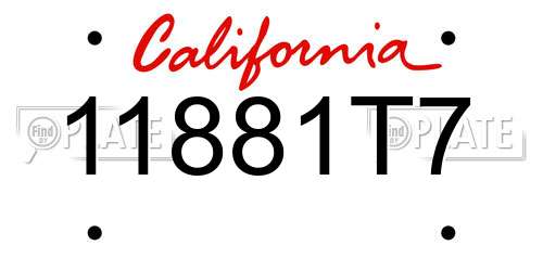 11881T7 California License Plate