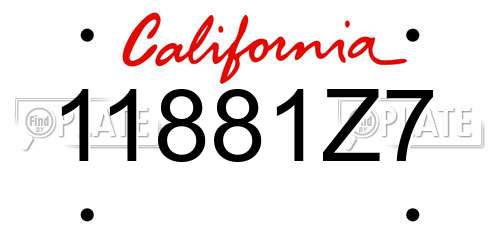 11881Z7 California License Plate