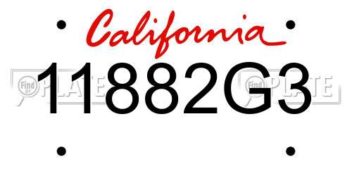 11882G3 California License Plate