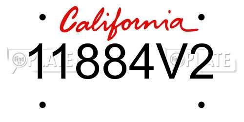 11884V2 California License Plate