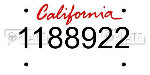 1188922 California License Plate