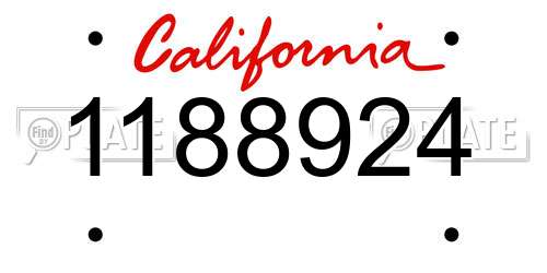 1188924 California License Plate