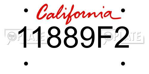 11889F2 California License Plate