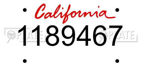 1189467 California License Plate