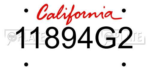 11894G2 California License Plate
