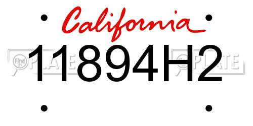 11894H2 California License Plate