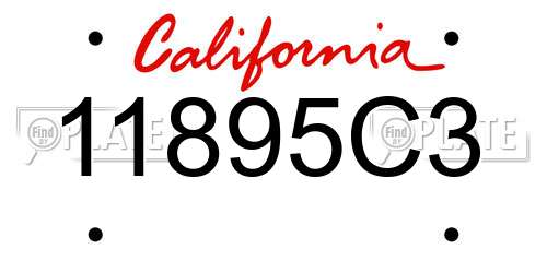 11895C3 California License Plate