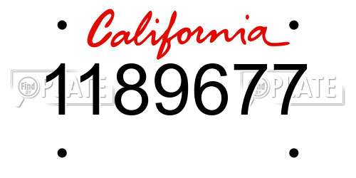 1189677 California License Plate
