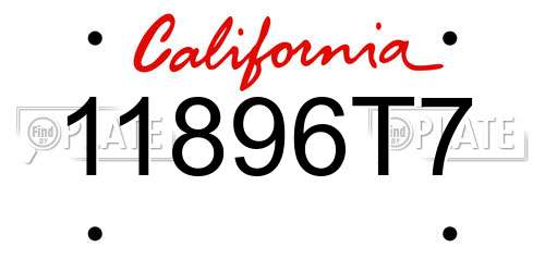11896T7 California License Plate