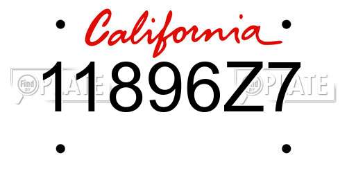 11896Z7 California License Plate