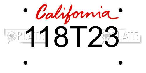 118T23 California License Plate