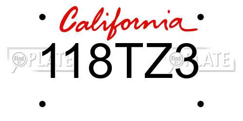 118TZ3 California License Plate