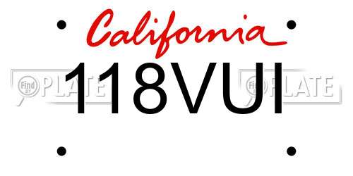 118VUI California License Plate