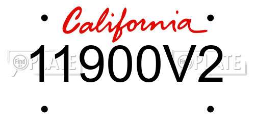 11900V2 California License Plate