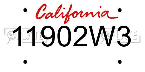 11902W3 California License Plate