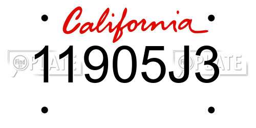 11905J3 California License Plate