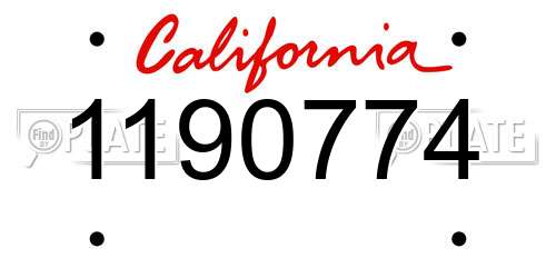 1190774 California License Plate
