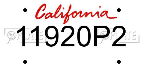11920P2 California License Plate