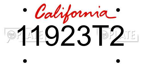 11923T2 California License Plate
