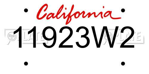 11923W2 California License Plate