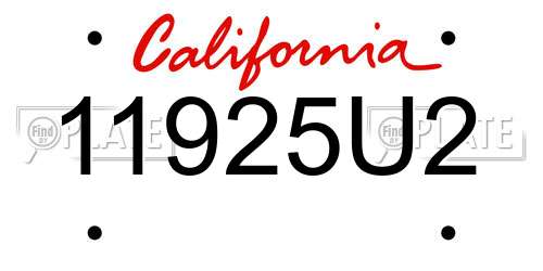 11925U2 California License Plate