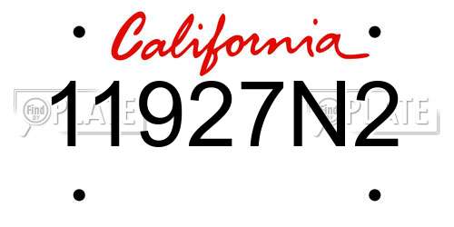 11927N2 California License Plate