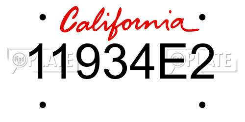 11934E2 California License Plate