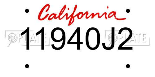 11940J2 California License Plate
